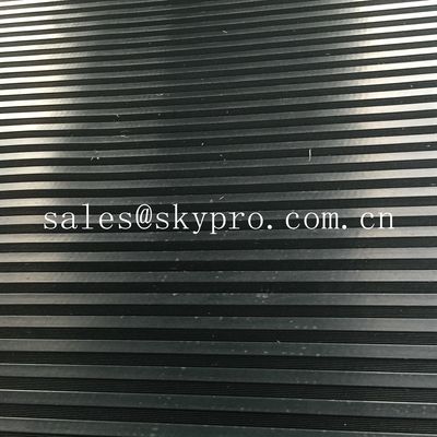 Durable wide ribbed rubber safety mats with nylon mesh fabric reinforced on bottom